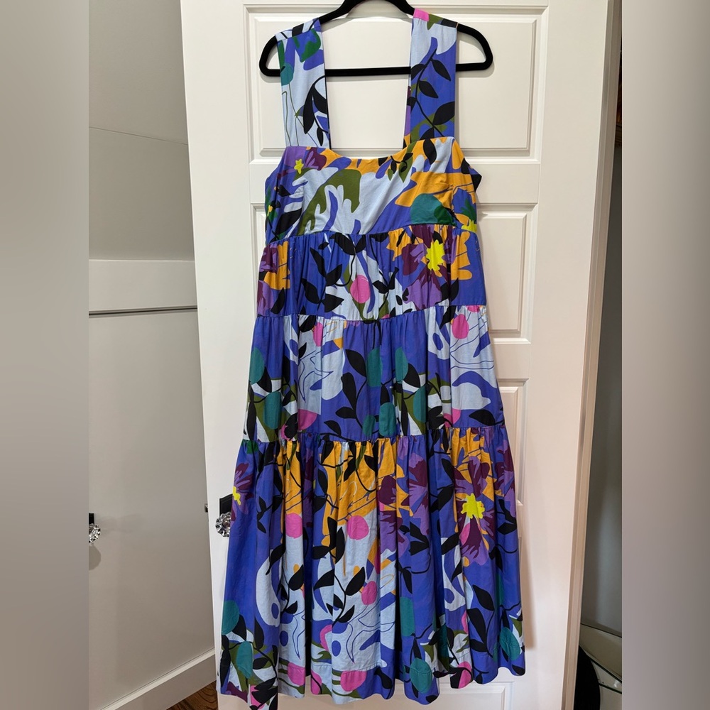 *Like New* Anthropologie The Helena Square-Neck Smocked Tiered Midi Dress